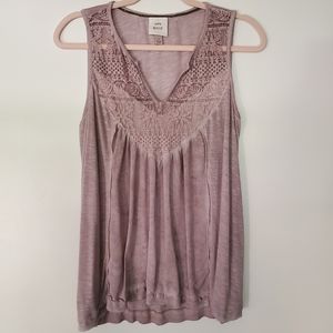 Knox Rose Sleeveless Lacey Embroidered Look High Low Top Size S